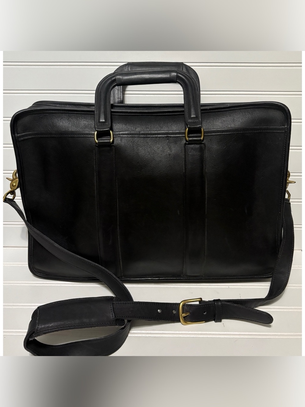 COACH Embassy Vintage Black Leather Briefcase Laptop Bag Mens Womens 5296